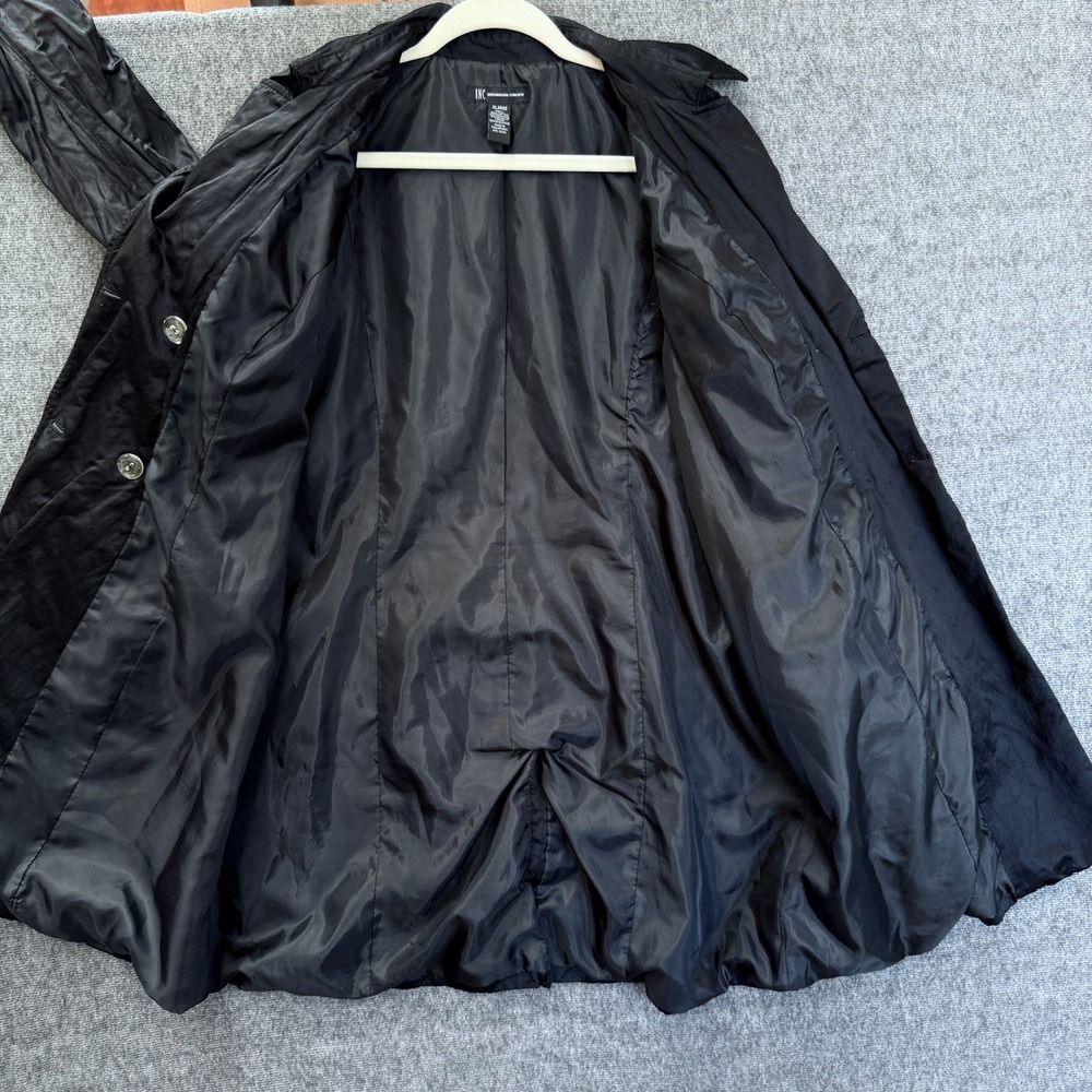 INC International Concepts Womens XL Black Ruched Sleeve Trench Coat Jacket - Picture 4 of 16